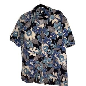 Vintage Hawaii Blues Hawaiian Shirt Size XL Blue Colorful Floral Short Sleeve